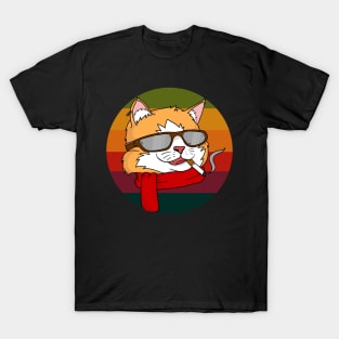 Retro cool cat smoking illustration T-Shirt